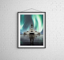 Load image into Gallery viewer, Stykkishólmskirkja Church Wall Art | Icelandic Northern Lights Prints Westfjords - Relight Home Decor
