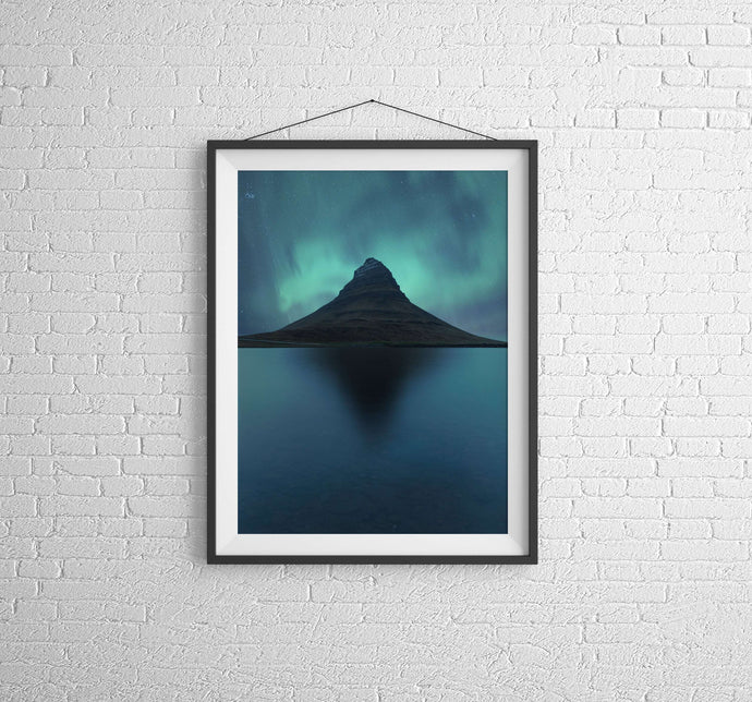 Aurora Borealis wall art of Kirkjufell Mountain | Fine Art Polar Lights Photography - Relight Home Decor Gifts - Sebastien Coell Photography