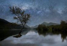 Load image into Gallery viewer, Lone Tree Milkyway Prints | Llanberis Llyn Padarn wall art, Mountain Photography - Relight Home Decor - Sebastien Coell Photography
