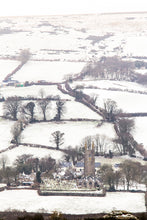 Load image into Gallery viewer, Winter Church Prints | Widecombe Church wall art, Devon Snow Photography
