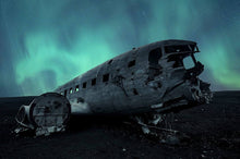 Load image into Gallery viewer, Iceland Northern Light Print | Sólheimasandur Beach US Navy Plane Crash Aurora Borealis - Relight Home Decor - Sebastien Coell Photography
