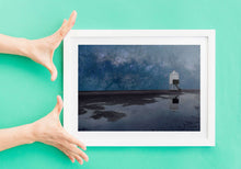 Load image into Gallery viewer, Burnham on Sea Space Print | Milkway Lighthouse Wall Art, Nightsky Photography - Relight Home Decor - Sebastien Coell Photography
