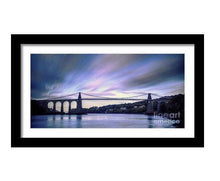 Load image into Gallery viewer, Panoramic Welsh Prints of The Menai Suspension bridge | Anglesey Prints for Sale - Sebastien Coell Photography
