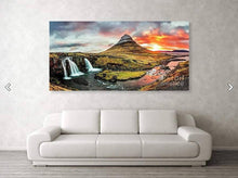 Load image into Gallery viewer, Panoramic Kirkjufell Print | Scandinavian art of Kirkjufellsfoss, Mountain Photography - Sebastien Coell Photography
