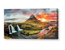 Load image into Gallery viewer, Panoramic Kirkjufell Print | Scandinavian art of Kirkjufellsfoss, Mountain Photography - Sebastien Coell Photography
