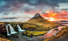 Load image into Gallery viewer, Panoramic Kirkjufell Print | Scandinavian art of Kirkjufellsfoss, Mountain Photography - Sebastien Coell Photography
