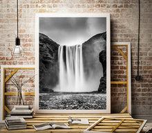 Load image into Gallery viewer, Print / Canvas of Iceland Skogafoss Waterfall wall art, Icelandic Photography wedding gift Christmas present gifts river home decor framed
