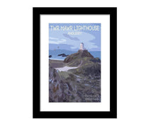 Load image into Gallery viewer, Travel Poster Print Illustration of Twr Mawr Lighthouse Wall Art, Anglesey Photography Wales Llanddwyn Photo gift christmas wedding decor uk - SCoellPhotography
