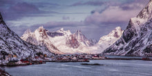 Load image into Gallery viewer, Panoramic Print of Norway&#39;s Reine | Nordic wall art, Arctic Seascape Photography - Sebastien Coell Photography
