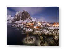 Load image into Gallery viewer, Night time Print of Hamnoy | Lofoten Island Mountain Photography for Sale - Home Decor - Sebastien Coell Photography
