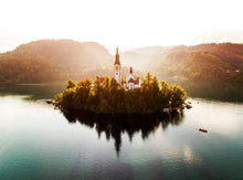 Load image into Gallery viewer, Slovenia Lake Print of Bled, Mountain Photography for Sale, Pictures of Lake Bled Slovenia Home Decor Gifts - SCoellPhotography
