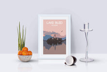 Load image into Gallery viewer, Poster Print Illustration of Lake Bled Slovenia Wall Art, Mountain Photography photo xmas gift alpine alps Christmas gifts wedding gift eu - SCoellPhotography
