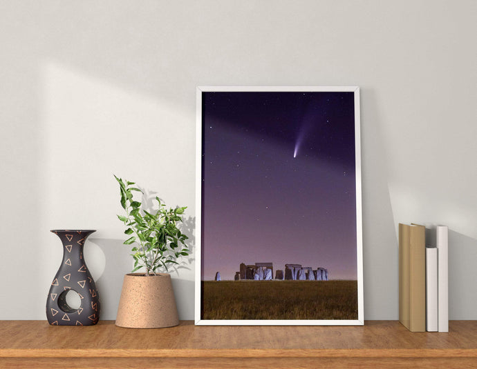 Night Sky Prints | Comet Neowise at Stonehenge Pictures, Space Wall Art Home Decor - Sebastien Coell Photography