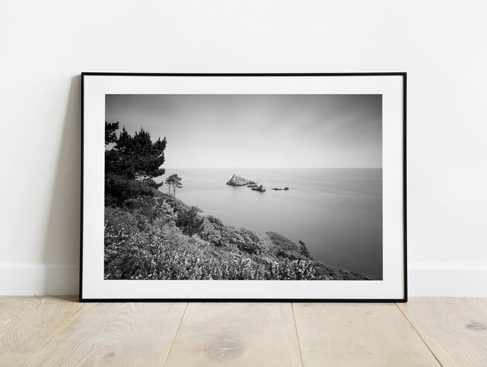 Print / Canvas Froward Point Kingswear wall art, Devon Black White Photography fineart photos island Brixham home decor Christmas gifts sea