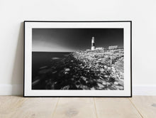 Load image into Gallery viewer, Black and White Print | Dorset art of Portland Bill, Lighthouse Prints - Home Decor Gifts - Sebastien Coell Photography
