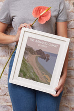 Load image into Gallery viewer, Travel Poster Print Illustration of Durdles Door Dorset Coast Wall Art, Seascape photography gift Christmas gifts sea england home decor - SCoellPhotography
