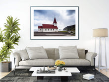 Load image into Gallery viewer, Church in Vik Iceland Prints | Reynisdrangar wall art for Sale and Home Decor Gifts - Sebastien Coell Photography
