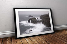 Load image into Gallery viewer, Enys Donan Sea Arch | Lands End Longships Lighthouse, Cornwall Seascape Prints for Sale - Home Decor - Sebastien Coell Photography
