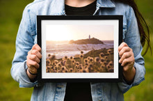 Load image into Gallery viewer, Cornwall prints | Godrevy Lighthouse wall art, Cornish Wildflower Seascape - Home Decor - Sebastien Coell Photography
